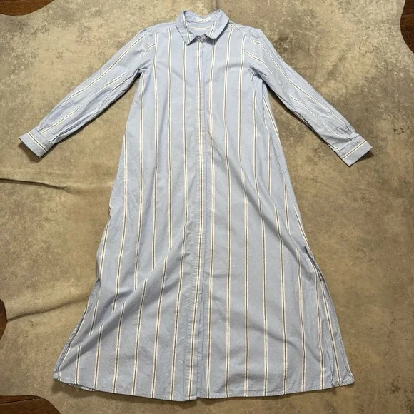 Mango | Dresses | Mng Mango Shirt Dress Womens Size 8 Blue White Striped  Maxi Coastal | Poshmark